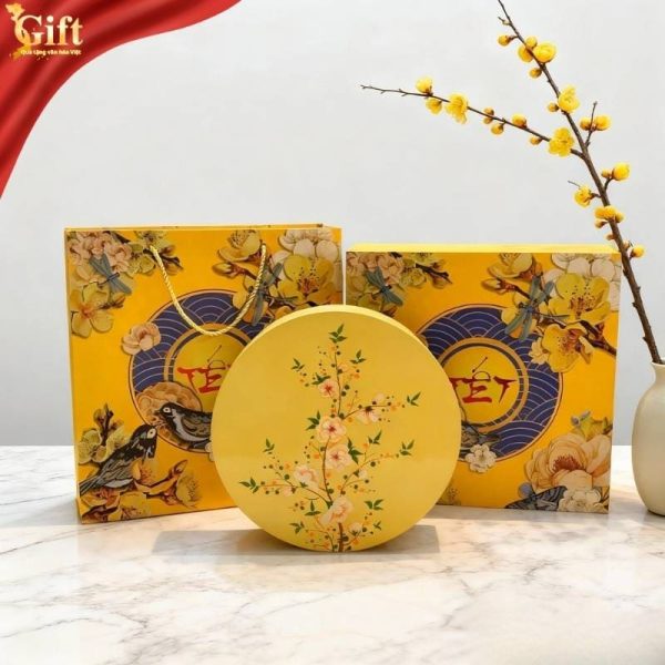 Hộp Mứt 5 Ngăn Nền Vàng SGHMTBL11/2 - Điểm Nhấn Sang Trọng Cho Bàn Trà Ngày Tết