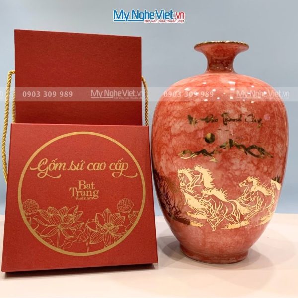 Bình Thu Tài Lộc Gốm Men Vân Đá Đỏ Mã Đáo Thành Công LHGML02.1