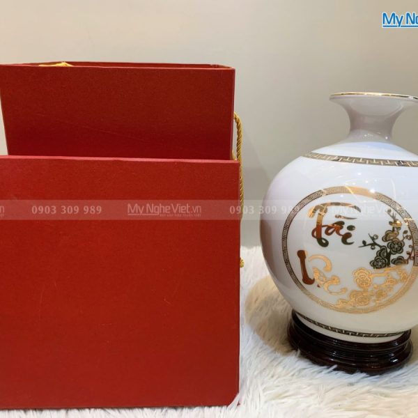 Bình Thu Tài Lộc Gốm Bát Tràng D18cm MNV-LHGHBT01