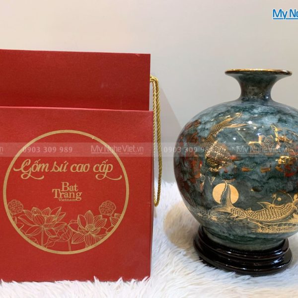 Bình Thu Tài Lộc Men Vân Đá Xám H25cm - MNV-VBT25/2