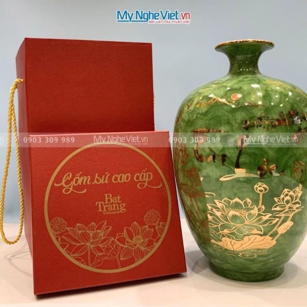 Bình Thu Tài Lộc Gốm Men Vân Đá Chữ "Tài Lộc" LHGML02.1