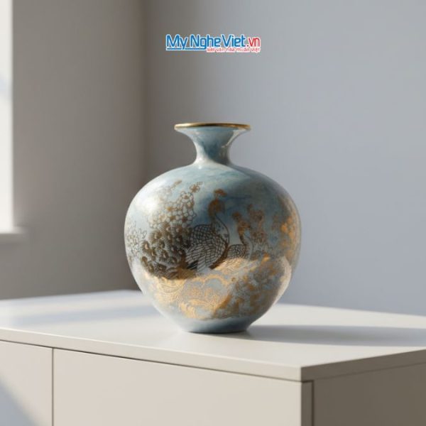 Bình thu tài hút lộc men vân đá xám Công thành danh toại MNV-VBT25/2.5