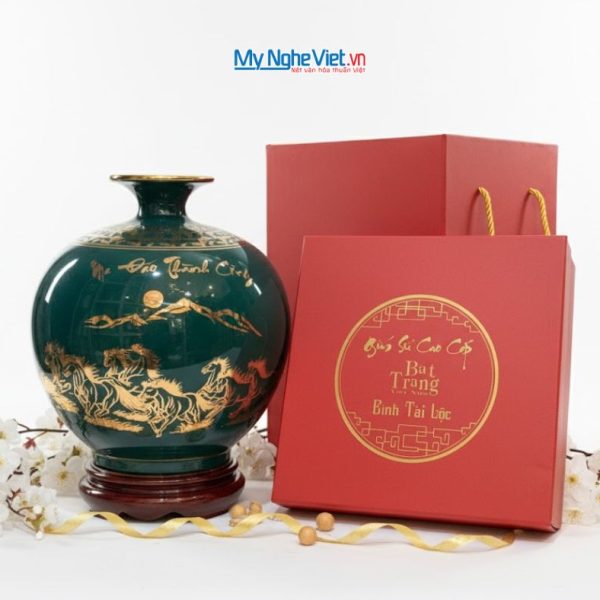 Bình Thu Tài Hút Lộc Đông Sơn Kim Bảo Vẽ Nhị Cảnh LHGML05 - Quà tặng sang trọng