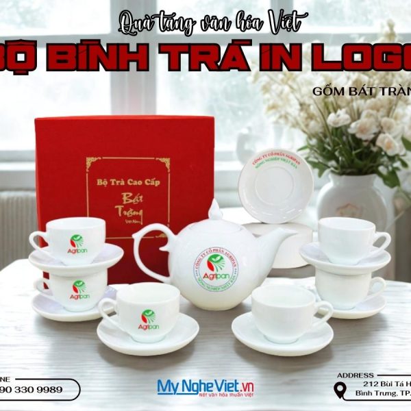 Bình Trà Bát Tràng Dáng Bưởi Nắp Chóp Lửa In Logo