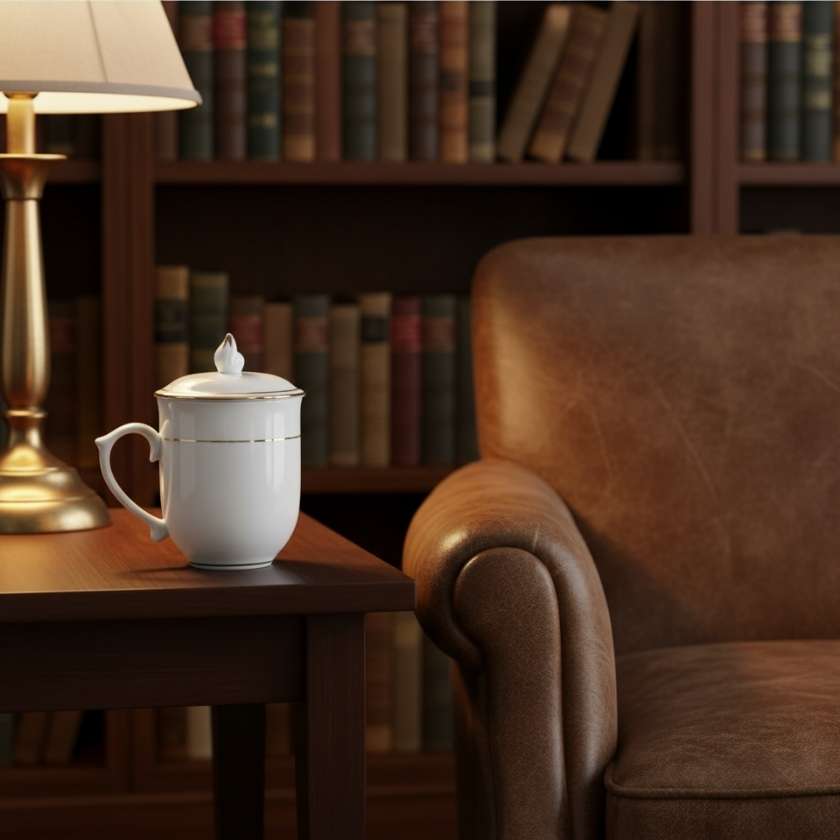 Ly sứ có nắp chóp lửa viền vàng kim hoa văn (4)