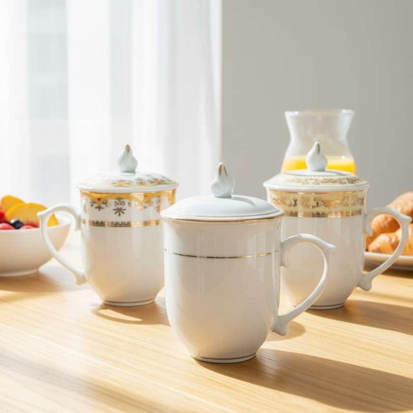 Ly sứ có nắp chóp lửa viền vàng kim hoa văn (5)