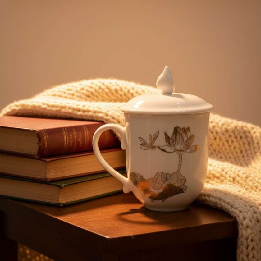 Ly sứ có nắp chóp lửa viền vàng kim vẽ sen LSML02 (3)