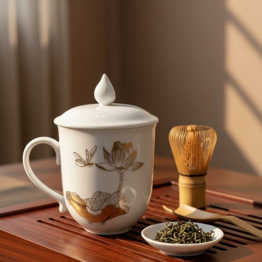 Ly sứ có nắp chóp lửa viền vàng kim vẽ sen LSML02 (4)