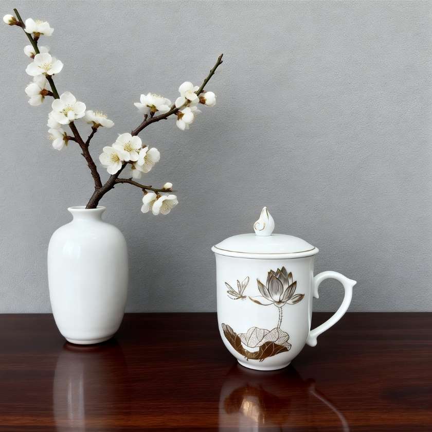 Ly sứ có nắp chóp lửa viền vàng kim vẽ sen LSML02 (5)