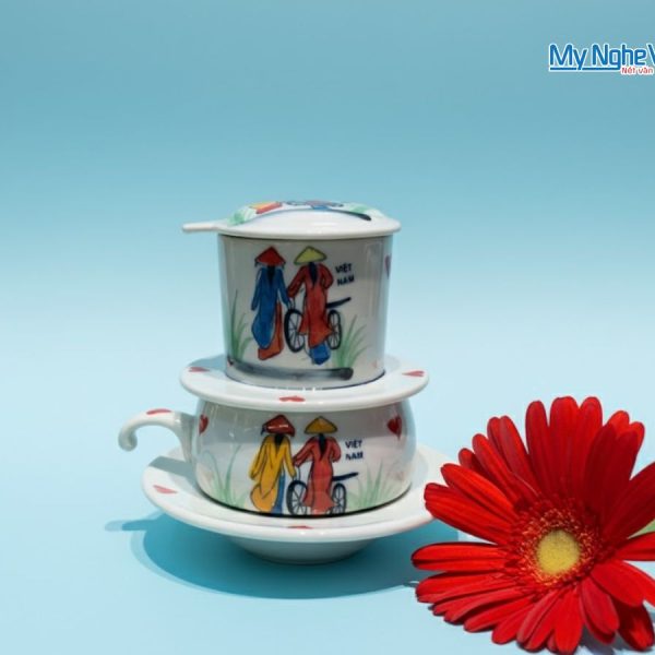 Phin cà phê thấp vẽ 2 cô gái CFVH004.4-1