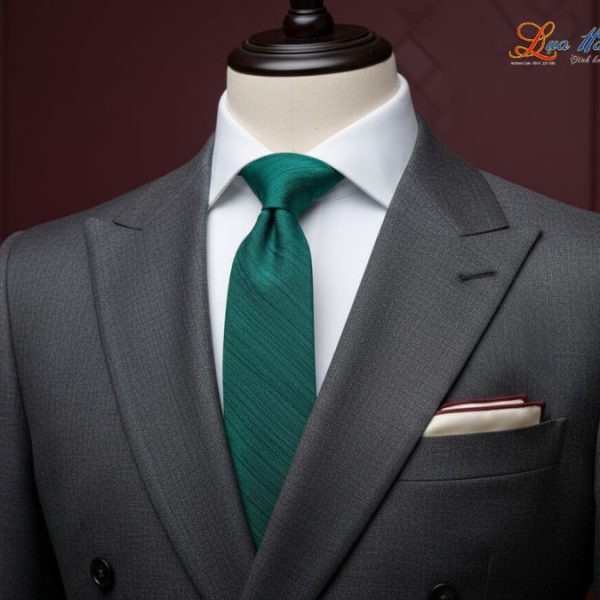 Cà vạt lụa đũi cao cấp màu xanh lá MNV-CRVNC4