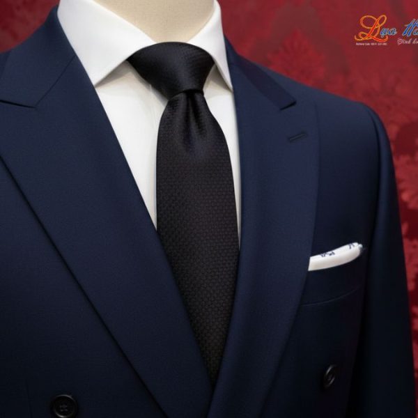 Cà vạt lụa tơ tằm họa tiết chấm bi đen MNV-CRV82