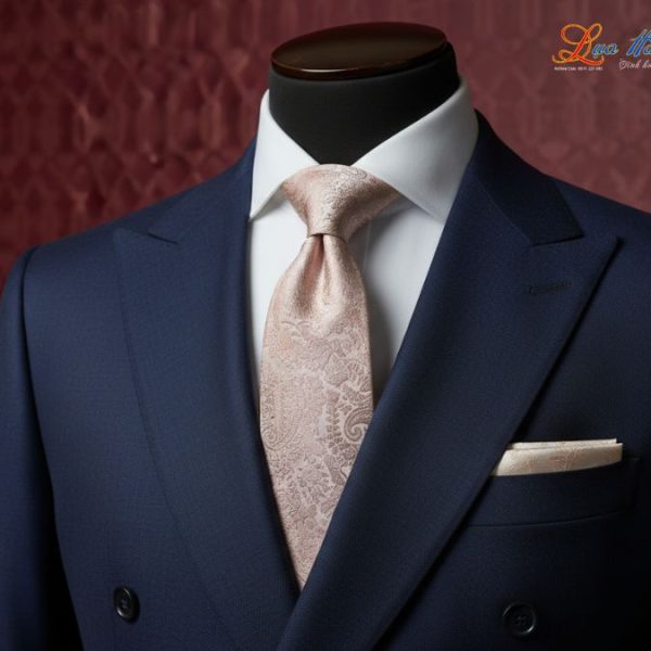 Cà vạt lụa tơ tằm họa tiết đuôi công hồng MNV-CRV24