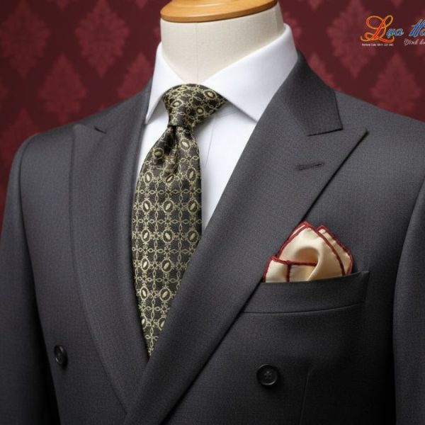 Cà vạt lụa tơ tằm họa tiết hoa bốn cánh vàng MNV-CRV80