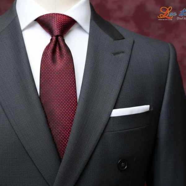 Cà vạt lụa tơ tằm họa tiết ô vuông đỏ MNV-CRV48-1