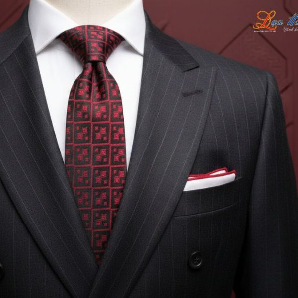 Cà vạt lụa tơ tằm họa tiết ô vuông đỏ MNV-CRV09