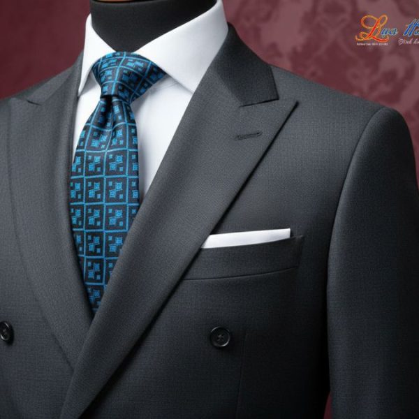 Cà vạt lụa tơ tằm họa tiết ô vuông xanh dương MNV-CRV17