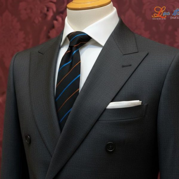 Cà vạt lụa tơ tằm họa tiết sọc xanh cam MNV-CRV88