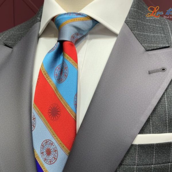 Cà vạt lụa tơ tằm họa tiết trống đồng MNV-CRV69