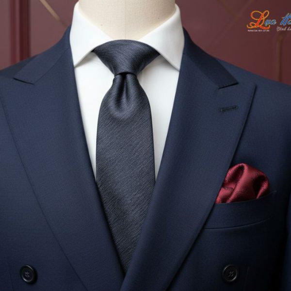 Cà vạt lụa tơ tằm màu xám đen MNV-CRV41