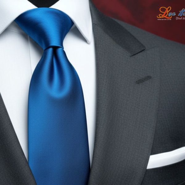 Cà vạt lụa tơ tằm trơn màu xanh dương MNV-CRV71