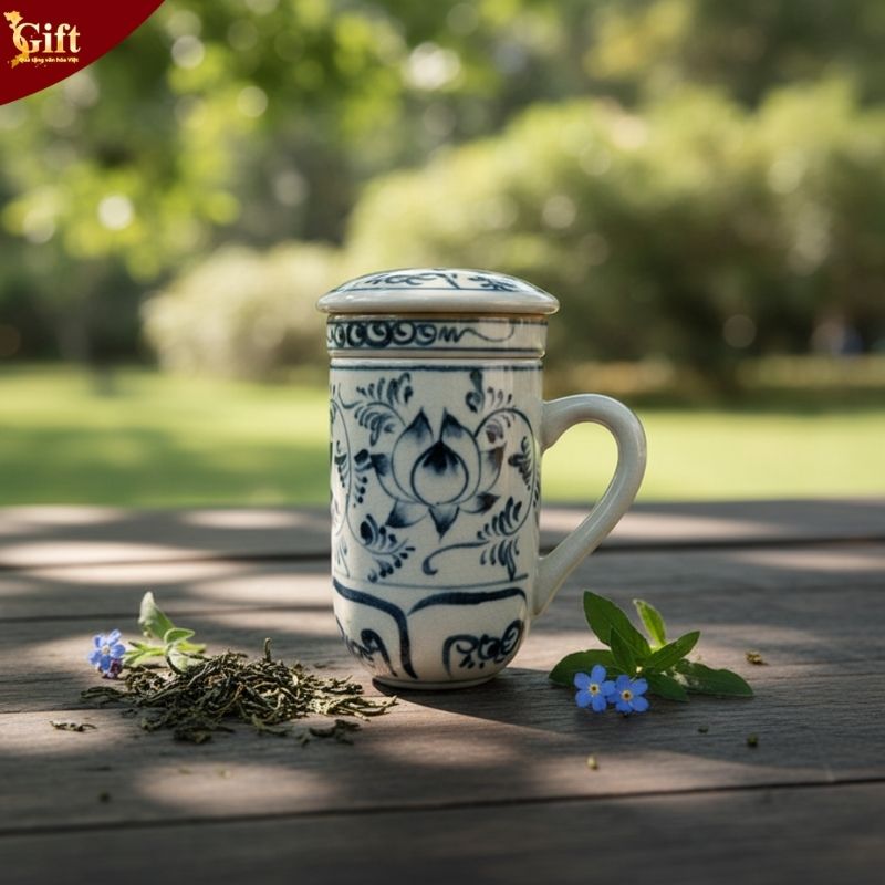 coc-pha-tra-gom-bat-trang (3) Cốc pha trà gốm sứ Bát Tràng vẽ sen xanh