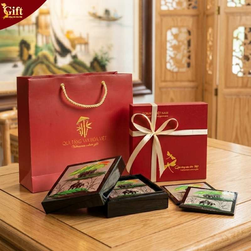 Thiết thực – dùng trong suốt hành trình Đế lót ly sơn mài đồng quê