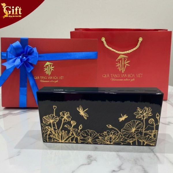 Hộp Sơn Mài Caravat sen xanh