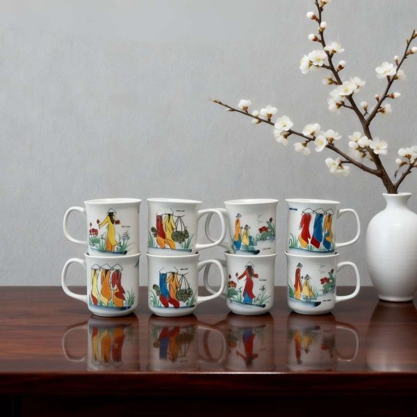 Ly Sứ Bát Tràng Vẽ Phố Cổ LSH01.1 – Quà Tặng Doanh Nghiệp In Logo Theo Yêu Cầu