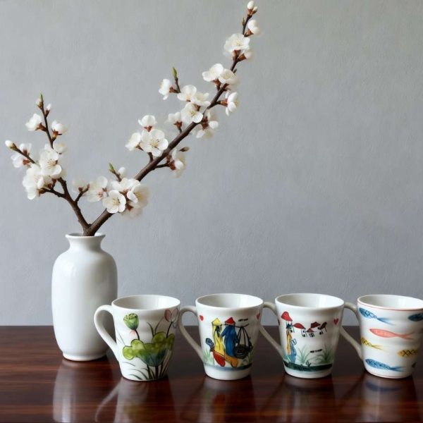 Ly Sứ Lớn Vẽ Sen Cá Đỏ SGLSH03.1 – Quà Tặng Doanh Nghiệp SGIFT Cao Cấp