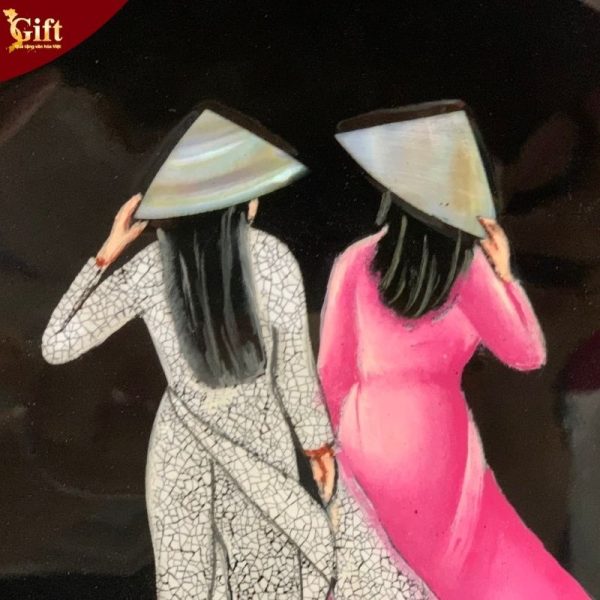 Tranh đĩa Cô Gái áo dài cẩn trứng