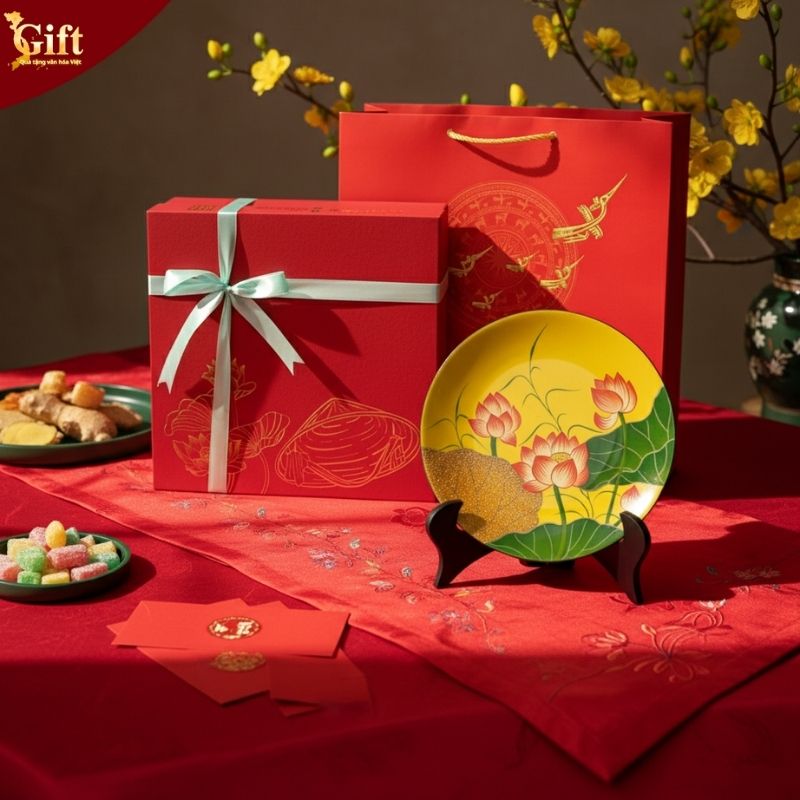 tranh-dia-son-mai-hoa-sen (3) Tranh dĩa sơn mài hoa sen nền vàng