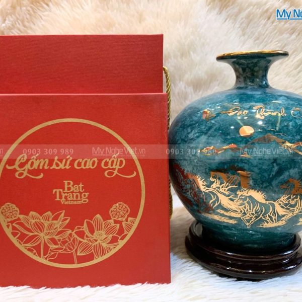 Bình thu tài hút lộc men vân đá Mã Đáo Thành Công H25cm MNV-VBT25/5