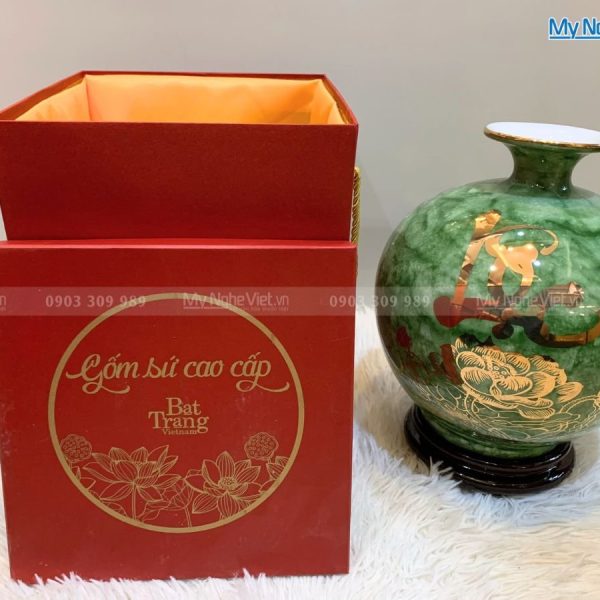 Bình thu tài hút lộc men vân đá Lộc Phúc H25cm MNV-VBT25/4