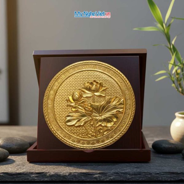 Đĩa Đồng Để Bàn Hoa Sen MNV-TD21-1