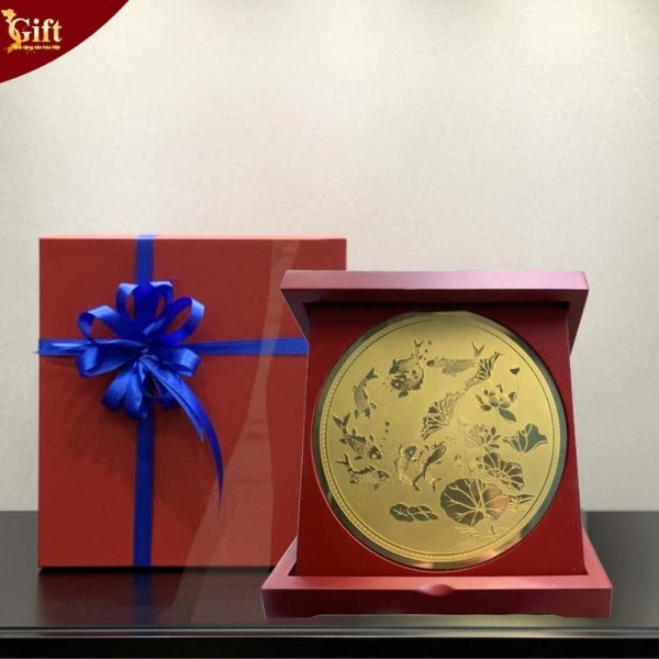 Đĩa trống đồng vuông Cá Sen D17cm