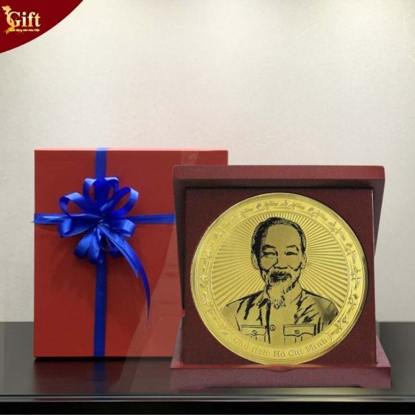 Đĩa trống đồng vuông Bác Hồ D17cm