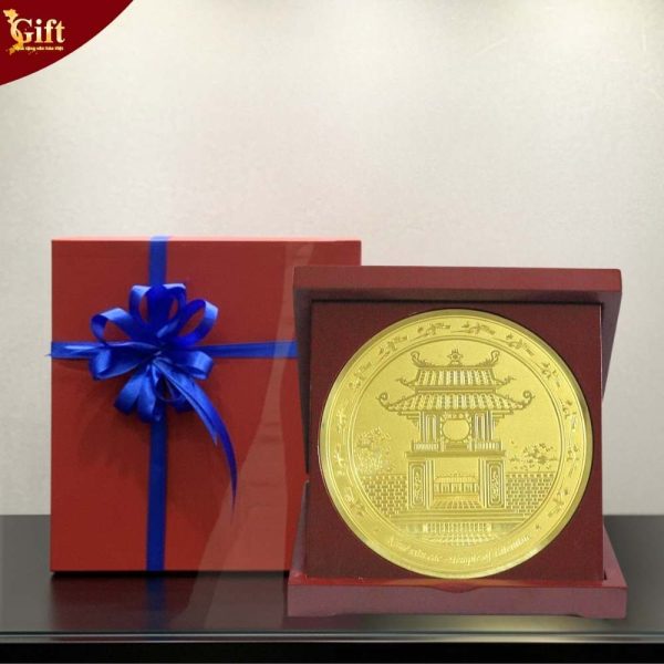 Đĩa trống đồng vuông Khuê Văn Các D17cm