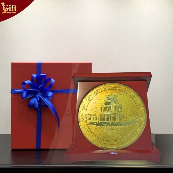 Đĩa trống đồng vuông Hồ Hoàn Kiếm D17cm